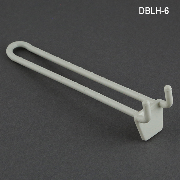 6 Double-Loop Pegboard and Slatwall Hooks - Plastic, DBLH-6
