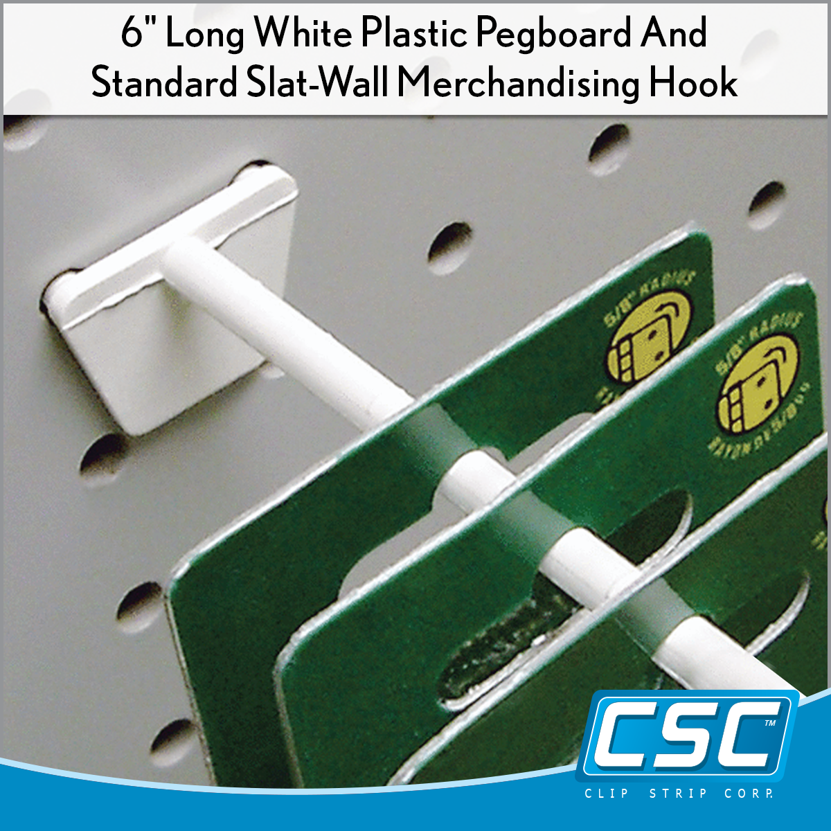 8 Peg Board and Slatwall Hooks - Plastic, PBH-8