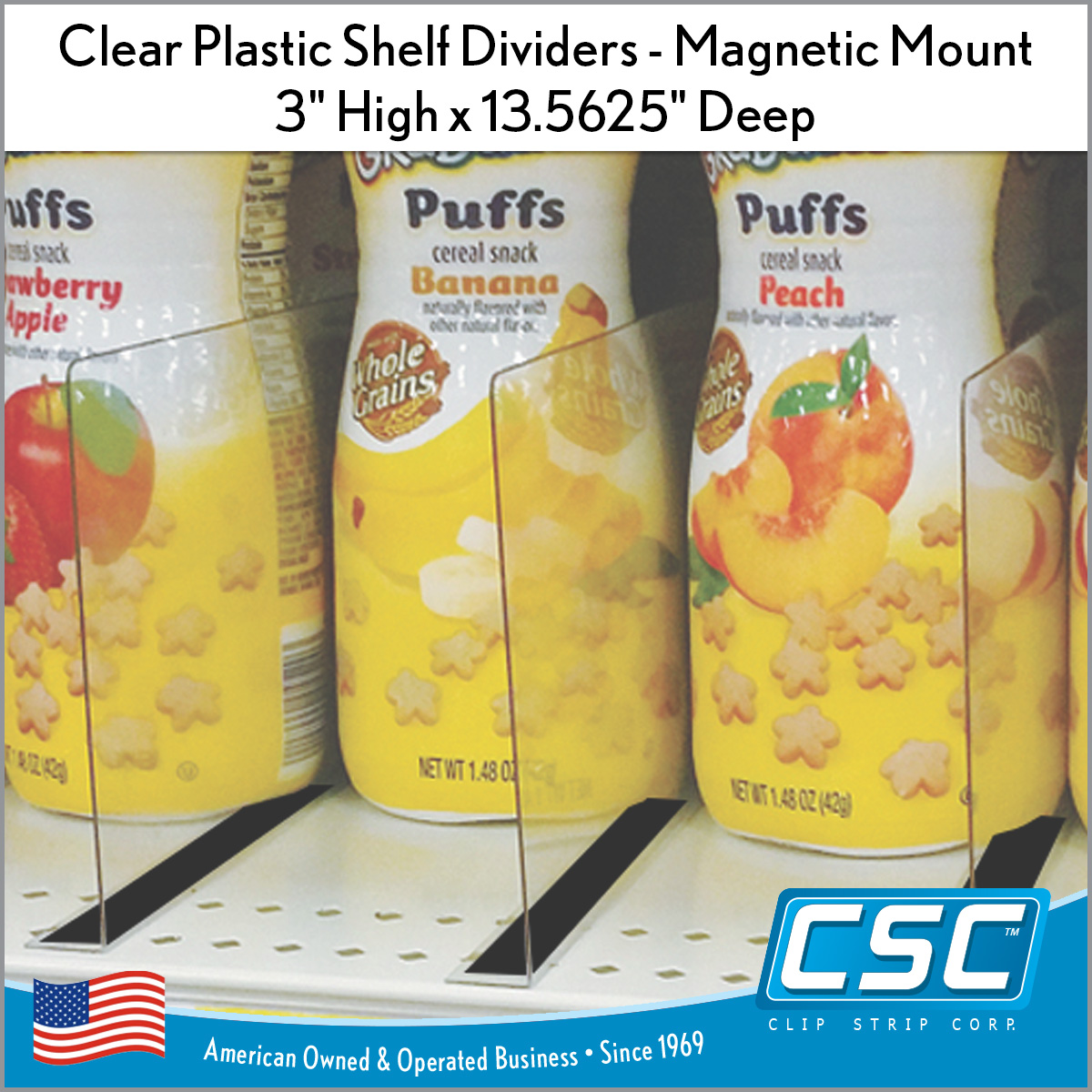 Thermo Formed Adhesive Mount Shelf Dividers, 1 tall x 12 deep x 3 wide  base