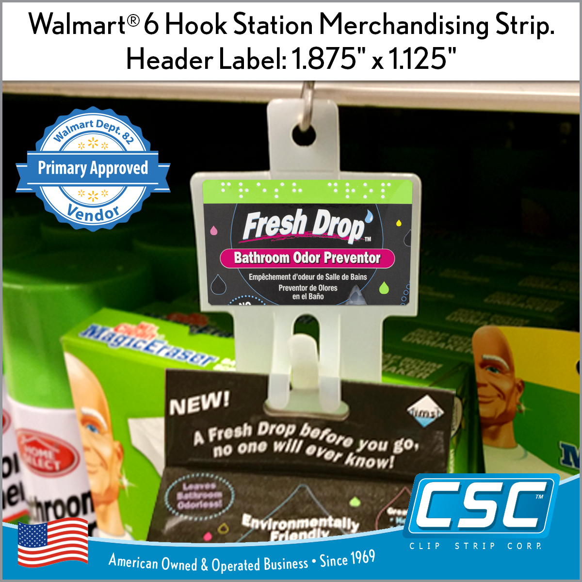 Metal Clip Strip® Merchandising Strip, 6 Hook Stations, MS-16