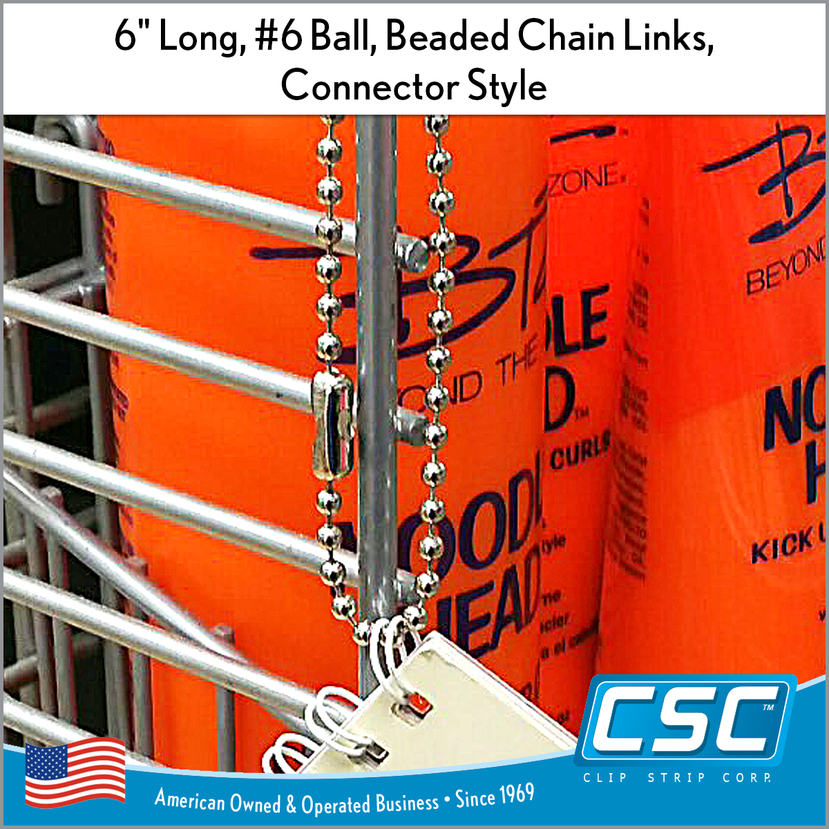 Beaded Ball Chain Links, Connector Style, 6 Long, #3 Ball, BC-3CS