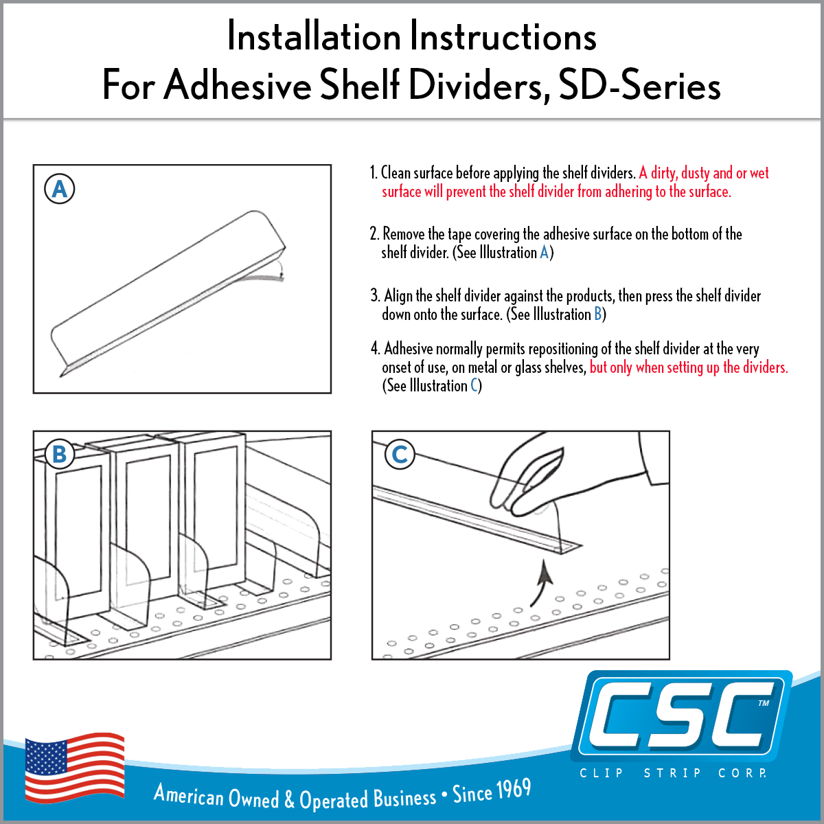 Econo-Line Adhesive Mount Shelf Dividers