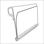data and UPC label holder, DTL-97, fits on standard sized scan plate of metal display and peg hooks, wire baskets