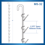 economy metal merchandising clip strip, MS-32, 12 hooks