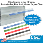Clip Strip Corp. Price Channel Strips, STOCK COLORS, 48", PCHS-48-010