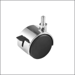 Caster, 2" Locking Twin Wheel Caster – Plastic Swivel Caster with 5/8" Stem & Chrome Hood for Garment Racks and Dump Bins, Item# CLTW-12