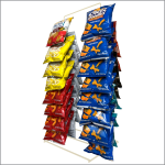 2 Wands, Free Standing Metal Clip Strip® Snack Rack, 28 Hooks, FSS-2