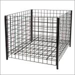 Wire Grid Dump Bin, Foldable, 36" Square, Black Floor Display for Bulk Retail Items, Item# WGDB-36S-BK