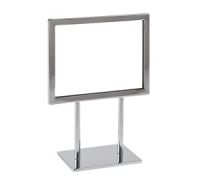 7" Wide x 5.5" High Premium Chrome Sign Frame with  4" Stems and 5" Flat Base, PCSF-57-4