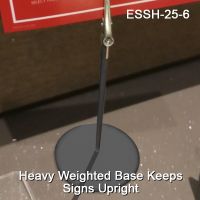 alligator clip euro style sign holder with round base, 6"' tall, ESSH-25-6
