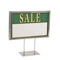 11" x 7" Chrome Metal Sign Frame on 4" Stems and a 5" Flat Base, PCSF-711-4