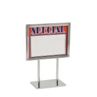 7" x 5.5" Chrome Sign Frame on 4" Stems with a 5" Base, PCSF-57-4