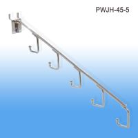 pegboard waterfall j hook, 5 hooks, chrome, PWJH-45-5