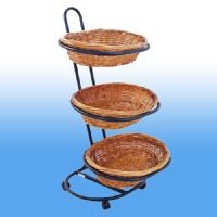 wicker basket floor display, 3 baskets on 3 levels, product merchandising, WBFD-50-3