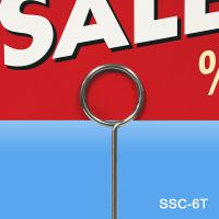 6.0' Tall Wire Ring Top Stainless Steel Sign & Card Holder, holds sign securely, SSC-6T