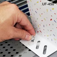 easy to Install Fastener for gondola metal shelf perforations, regular profile, UF-451