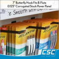 butterfly white 7" long display hook for corrugated displays, BFH-327, in stock and ready to ship