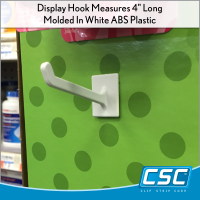 White corrugated display hook 4", CP-4, in-stock and ready to ship