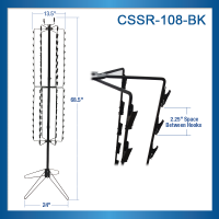 Clip Strip Corp. Brand Floor Stand Spinner Snack Rack, Black, 108 Clips, CSSR-108-BK