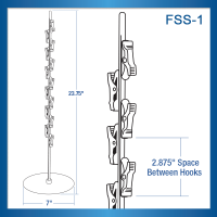 Metal Clip Strip Corp. Free Standing Countertop Snack Rack, with One Wand, 12 Hooks and Sign Holder, FSS-1