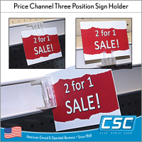3WPC, 3-way Price Shelf Channel Sign Holder, in stock and ready to ship, by Clip Strip Corp.