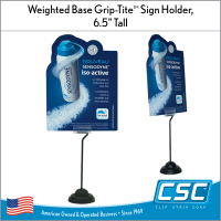 Black Weighted Base European Gripper Style Sign Holders, CHS-6, in stock and ready to ship