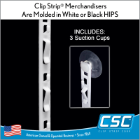 12 hooks Clip Strip® Merchandising Strip, with Suction Cups, CS-12SC