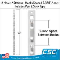 The Original Clip Strip® Merchandising Strip, 6 Hooks, with Tape, CS-6