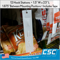 Clip Strip® Brand Econo Strips™ Heavy Duty, 12 Hooks, 23" Long, with Tape, ES-12, by Clip Strip Corp.