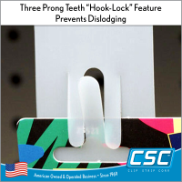 Merchandising Strip with Three Prong Teeth Hook Lock Feature, ES-12