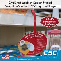 Clip Strip Corp.'s oval shaped wobbler, shelf dangler, OSW-1122