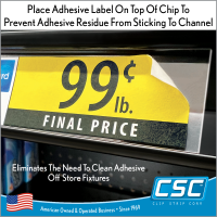 2.5" shelf edge molding label cover chip, PCHC-250-010CL,10 mil thick, in stock now!