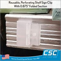 perforated sign clip for gondola price channels, SP-201, by Clip Strip Corp. In stock now.
