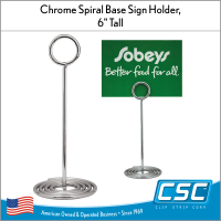 Durable Chrome Spiral Base Card Holder, 6" Stem, SPC-675C, in stock and ready to ship