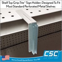 Clip Strip Corp.'s Reusable ans easy to move gondola shelf hole gripper sign holder, STGT-403