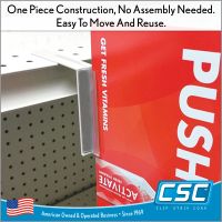 metal perforated shelf hole flag sign holder, STGT-403, by Clip Strip Corp.