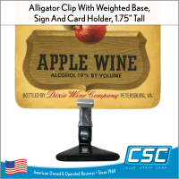 Alligator Clip with Weighted Base Flat Sign & Card Holder, 1.75" Tall, WBF-65, in stock and ready to ship