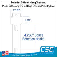 Clip Strip Corp. Econo Strip™, 6 Hooks, Extra Long, Clip Strip® Brand, WMS-6L