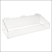 Acrylic Slatwall Display Tray with High Wall, 24"W x 8"D x 3"H, Has Extra Support, Durable Shelf Organizer. ASDT-2483