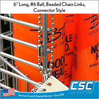 ball chain link, 6", beaded links, fastener, BC-6CS
