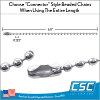 6" long, #6 ball Beaded Metal Chains | Ball Chains, Clip Strip - BC-6CS