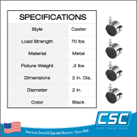 2" Locking Twin Wheel Swivel Caster with 5/8" Stem & Chrome Hood, for metal dump bin and garment racks, Item# CLTW-12