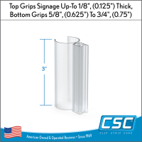Clear PVC Tubing Sign Holder with Gripper Teeth – Snap-On Clip for 1" Diameter Tube x 3" Long, Comes in a Set of 2, CPSH-GT-13