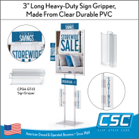 Clear Plastic PVC Tubing Sign Holder with Gripper Teeth – Snap-On Clip for 1" Diameter Tube. 3 inches Long, Comes in a Set of 2, CPSH-GT-13