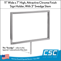 11 x 7 Sign Holder with 3" Welded Swedge Stem, for retail display racks, DCSH-117