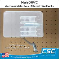 scan plate that fits multiple metal bent peg hook ends, DTL-Multi-4