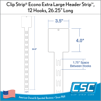 Clip Strip® Econo Extra Large Header Strip™, 12 Hooks, 26.25" Long. Always in stock and ready for same day shipping.