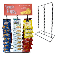 black 3 Wand, Free Standing Metal Clip Strip® Snack Rack, FSS-3