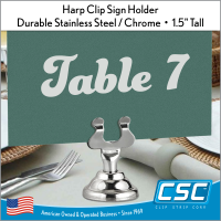 Harp Clip Sign Holder, 1.5" Stem, HPH-15, in stock and ready to ship