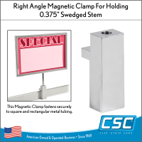 Right-Angle Magnetic Clamp with 3/8" Swedged Stem Fitting – Secure  Sign Holder for Display Racks, Item# MCL-38